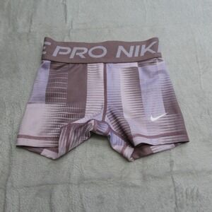 Nike Pro Shorts Girls XS Purple Geometric Dri Fit Compression Biker Yoga Active